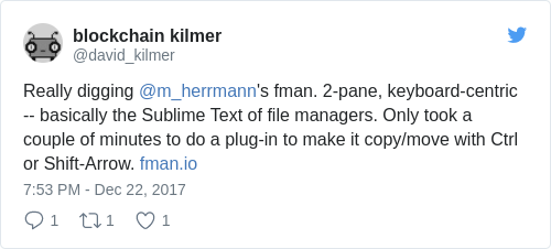A tweet about fman
