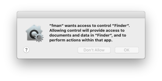 fman wants access to control Finder.