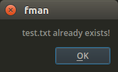 fman alerting that a file to be overwritten already exists