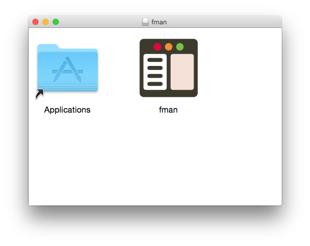 fman's installer. The Applications icon is on the left and fman's icon is on the right.
