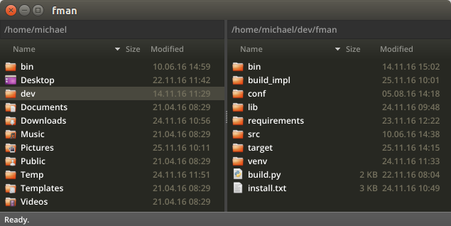 fman screenshot Ubuntu