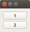 PyQt sample app, with two buttons labelled 1 and 2
