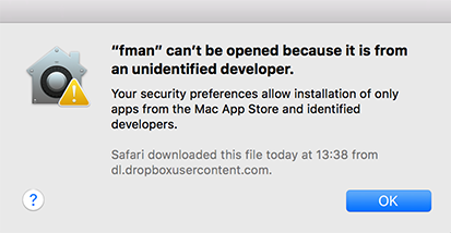 app can't be opened because it is from an unidentified developer.