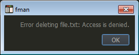 fman access denied error when deleting a read-only file