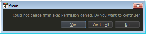 fman dialog saying that a file could not be deleted.