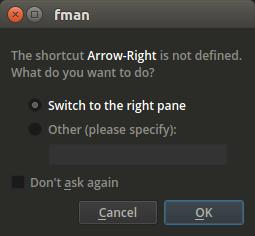 fman non-existent shortcut dialog